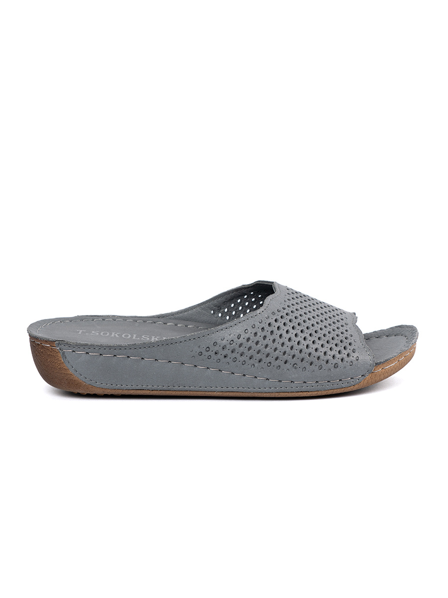 T.SOKOLSKI Leather gray flip flops