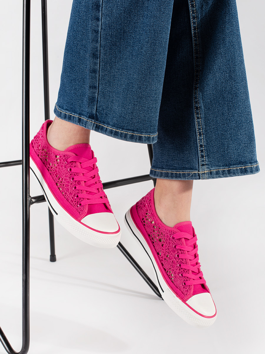 Shelvt Pink openwork sneakers