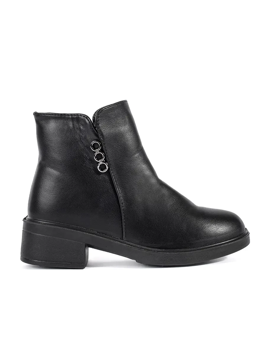 Shelvt Black classic womens low-heeled ankle boots