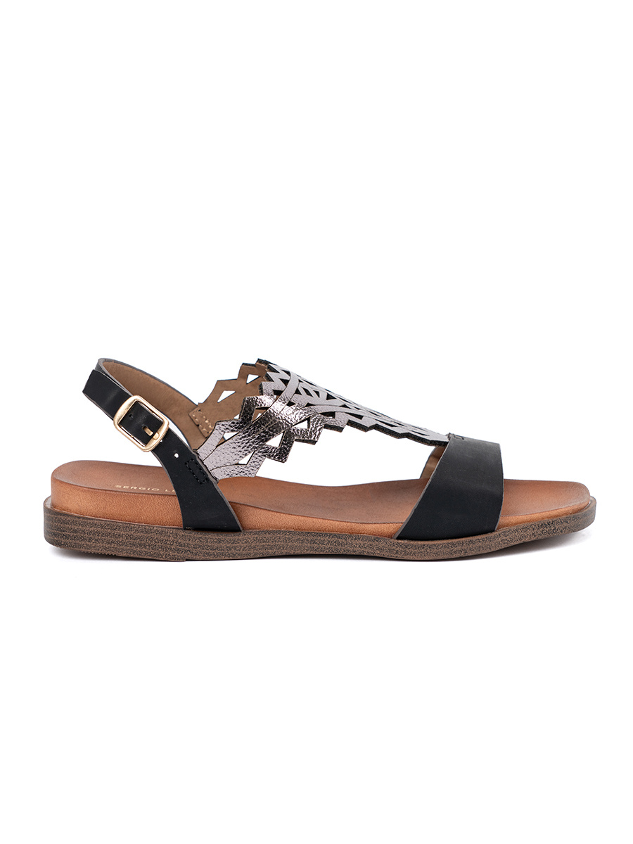 SERGIO LEONE Black sandals with openwork decorations