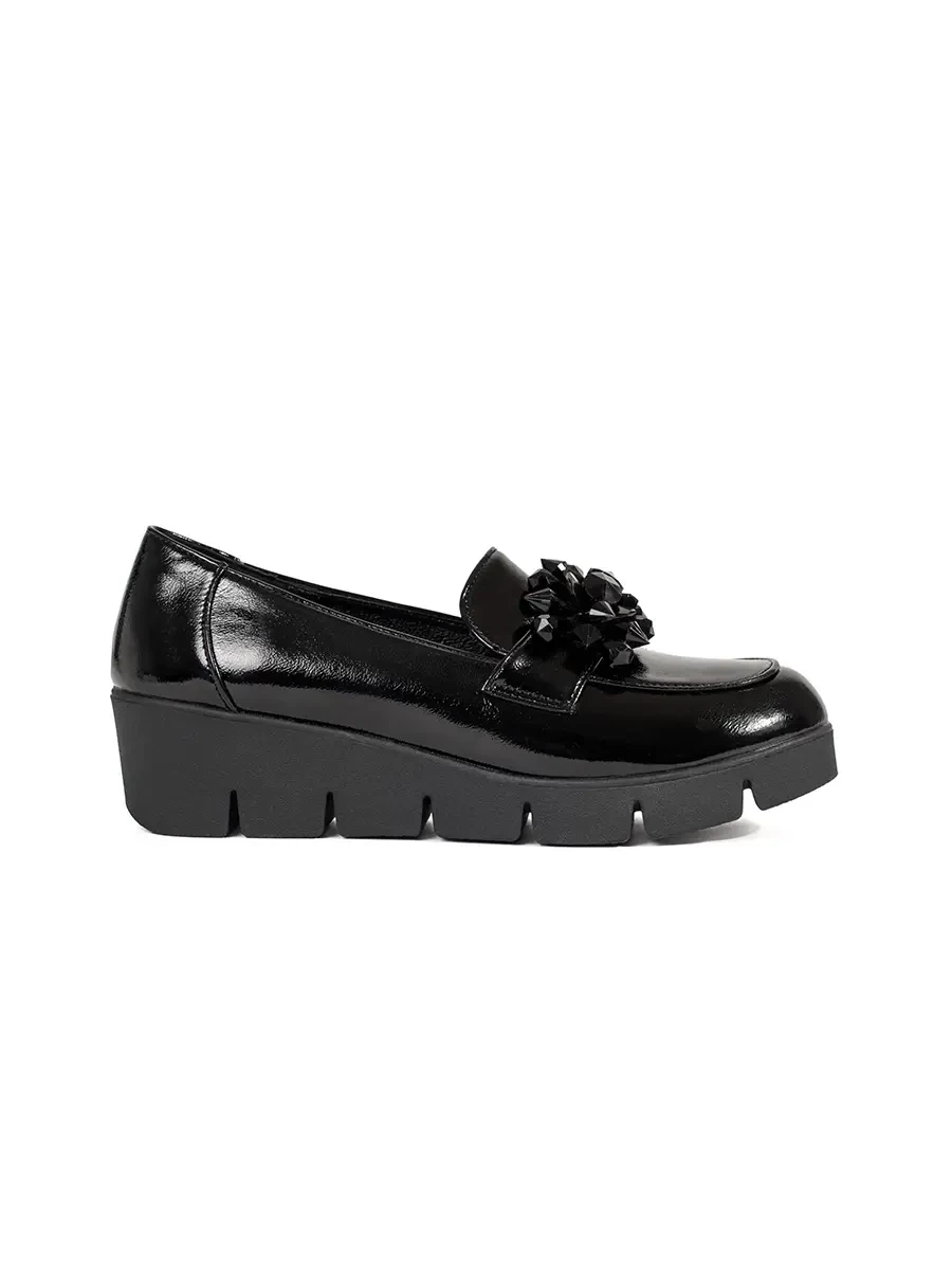 GOODIN Black wedge loafers with decoration