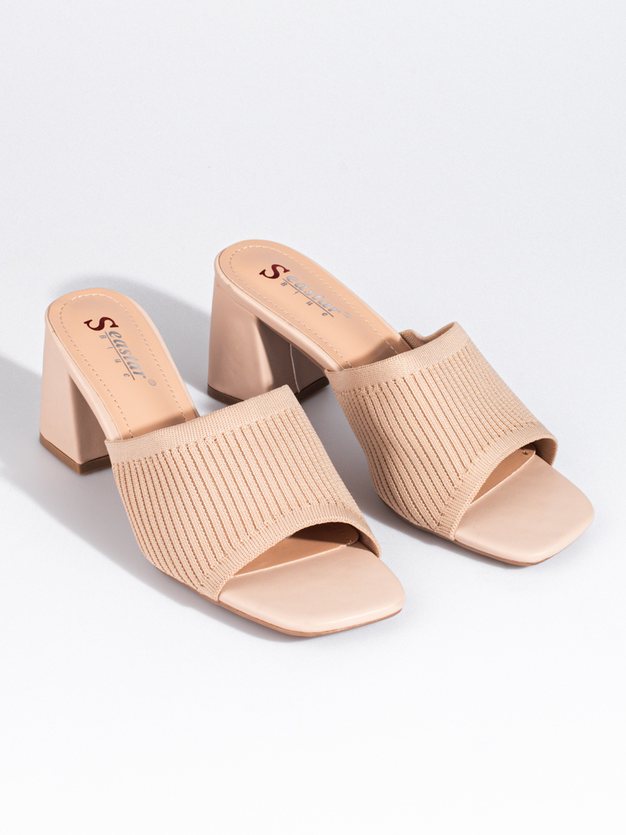 Textile womens flip-flops on the post Shelovet beige