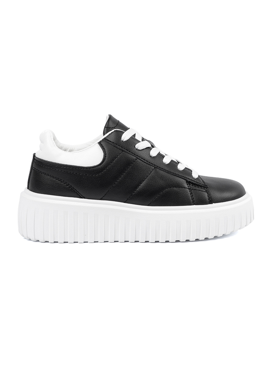 Shelvt Womens black sneakers with white inserts