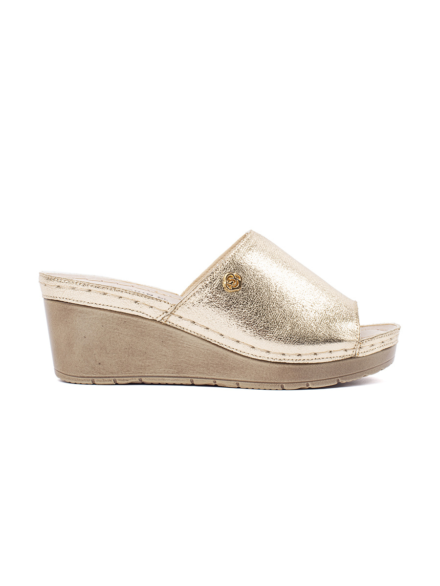 GOODIN Golden women's wedge flip-flops