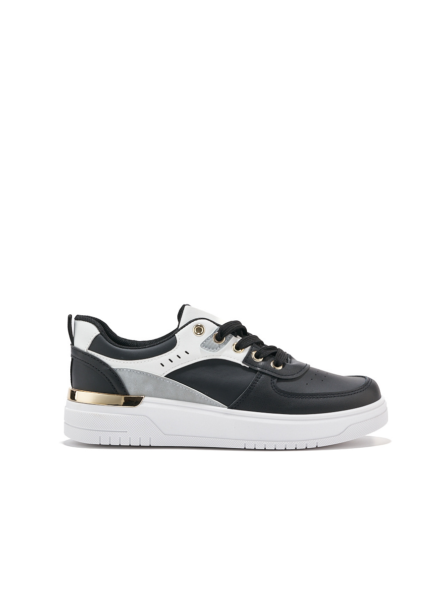 Shelvt Black platform trainers