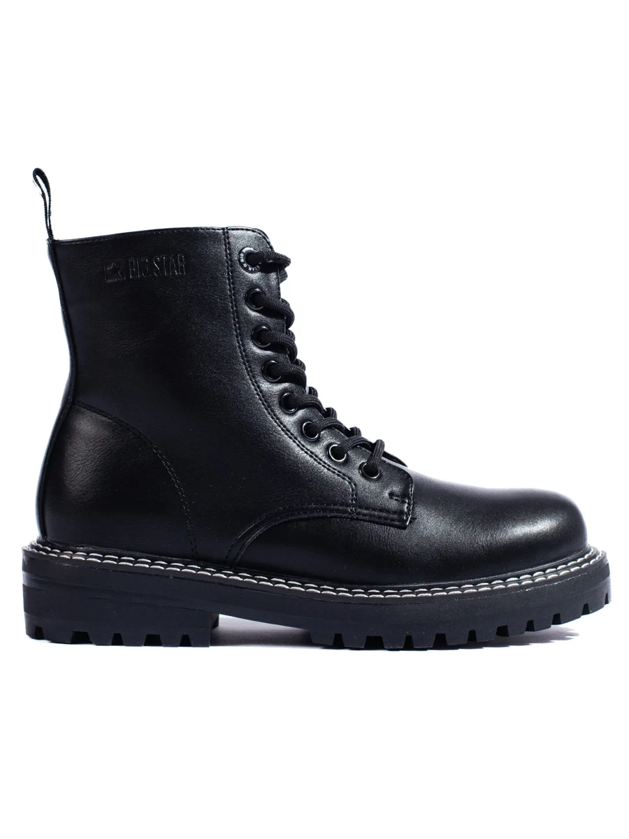 BIG STAR SHOES Womens ankle boots black laced BIG STAR KK274538