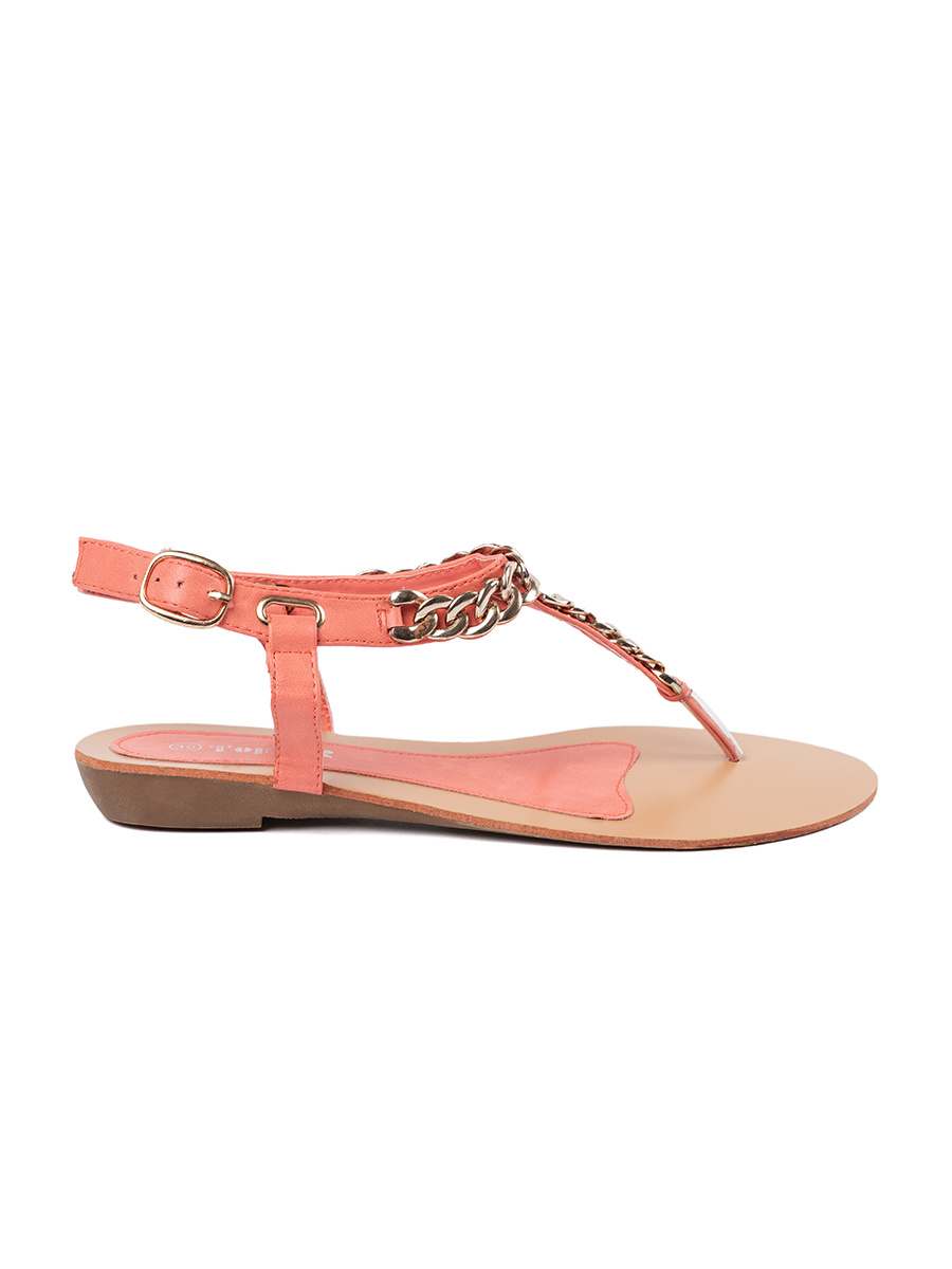 Shelvt Coral flip-flop sandals with chain