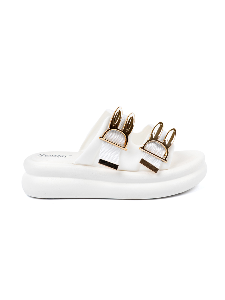 SEASTAR Flip-flops with gold buckles on the platform white