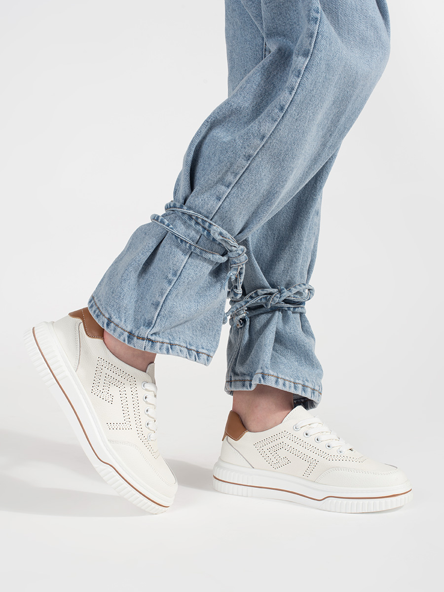 GOODIN White perforated leather sneakers