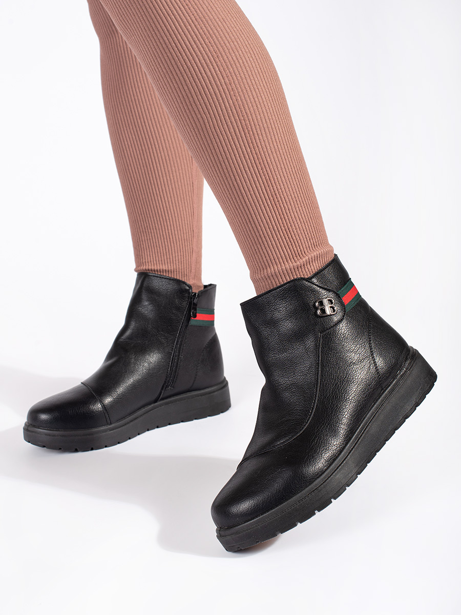 Shelvt Black comfortable insulated womens ankle boots