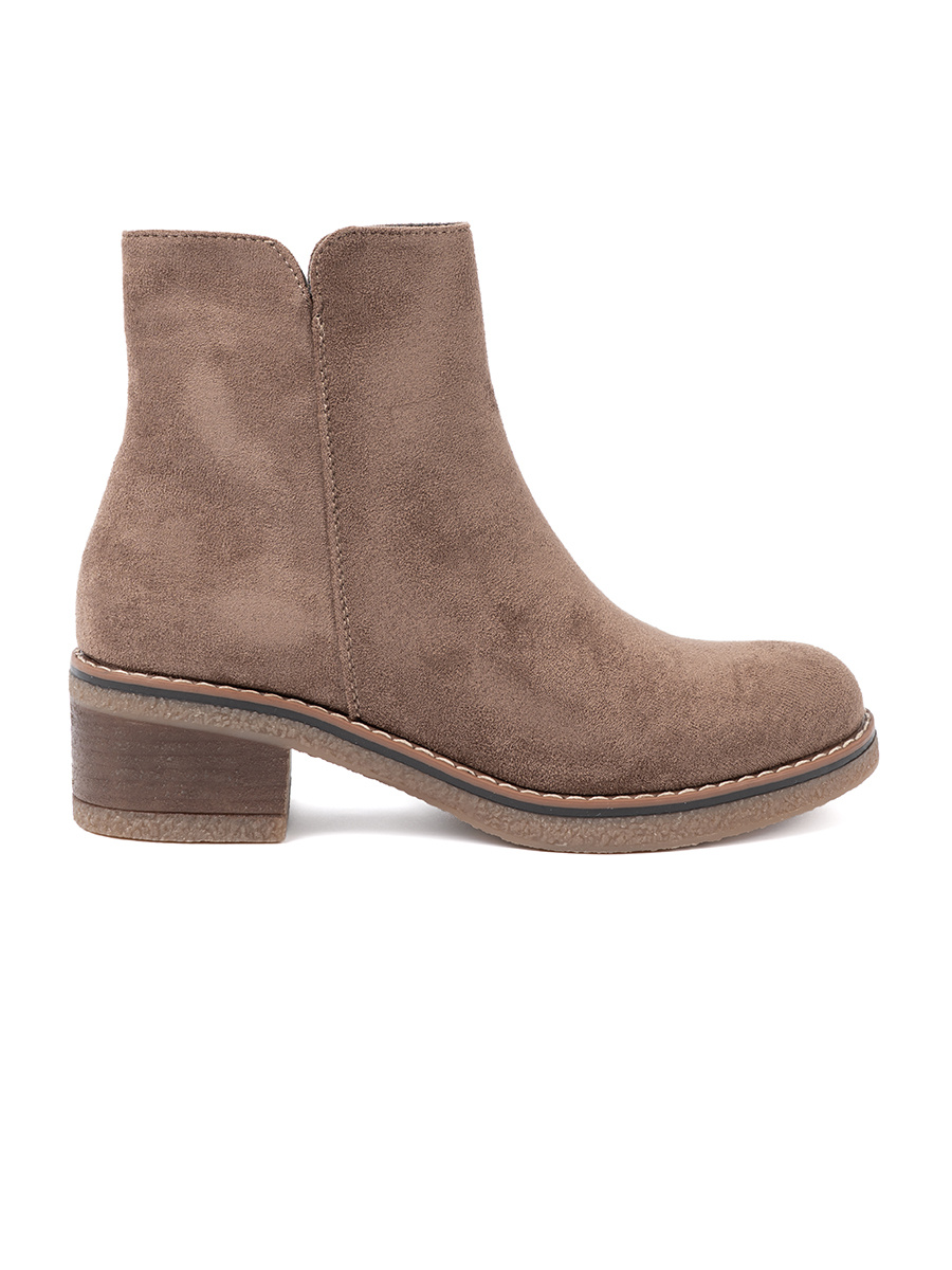 Shelvt Classic dark beige ankle boots with a stable heel