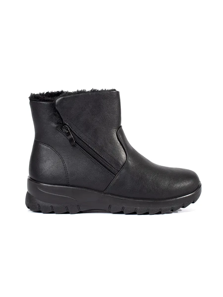 Shelvt Black comfortable insulated women's ankle boots