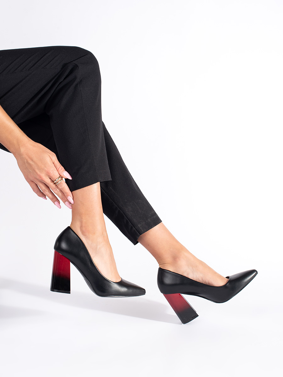 Shelvt Womens black stiletto pumps