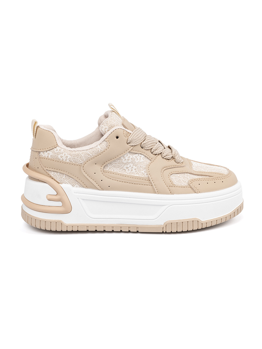 Shelvt Womens sneakers with lace beige