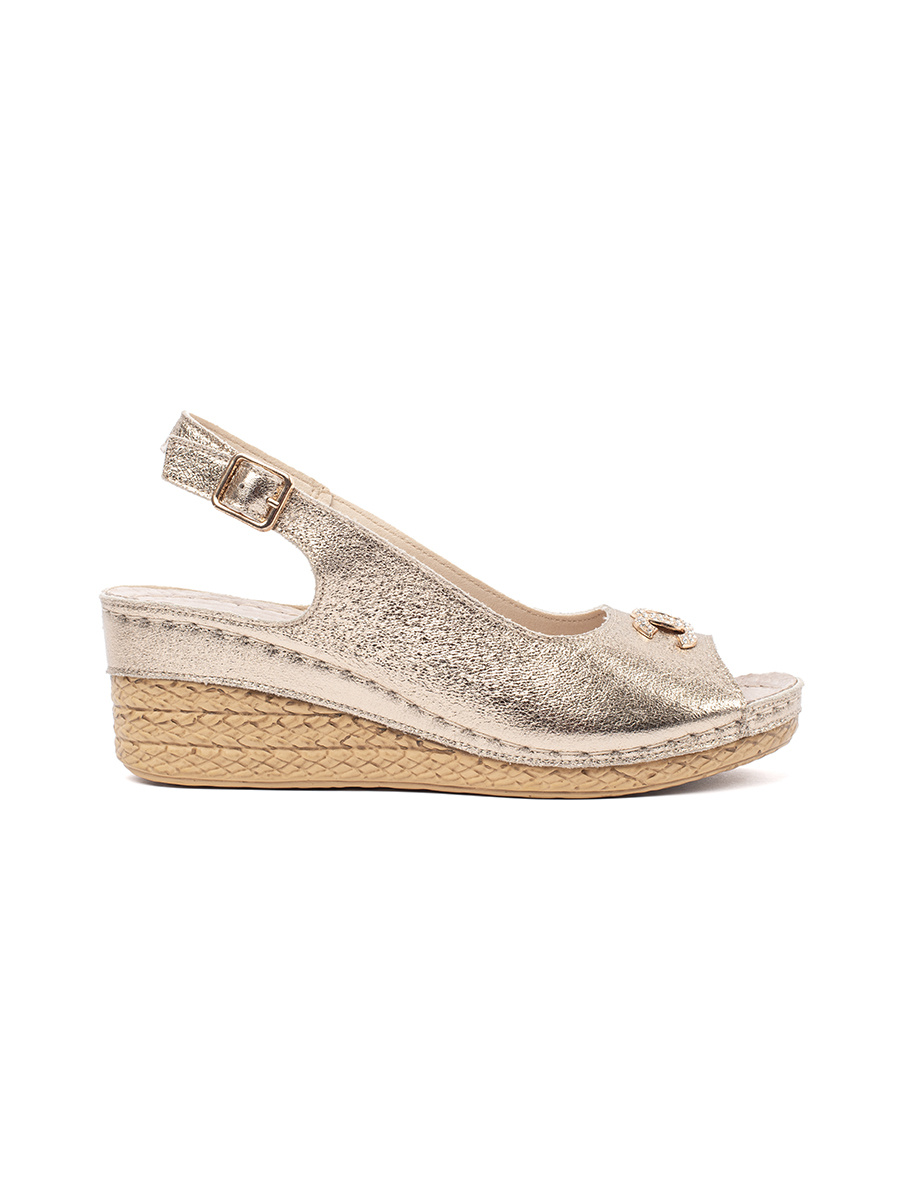 GOODIN Gold wedge sandals with buckle