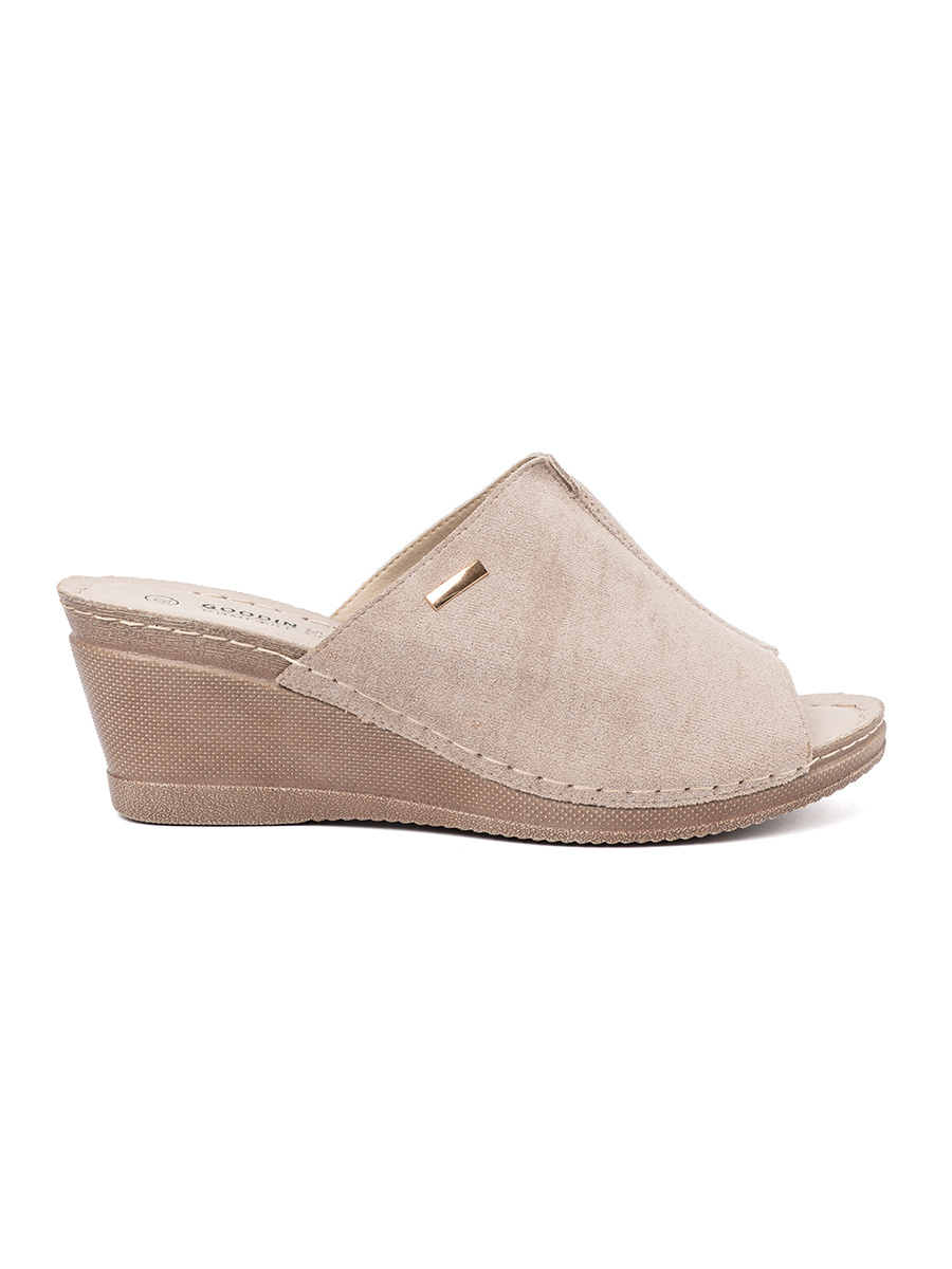 GOODIN Beige women's platform flip-flops