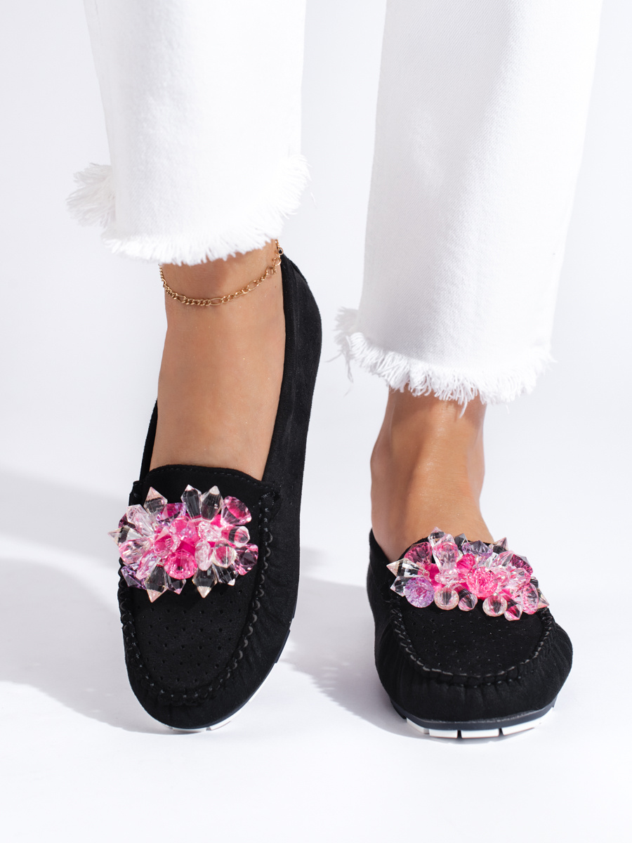 Suede women's moccasins Shelvt black