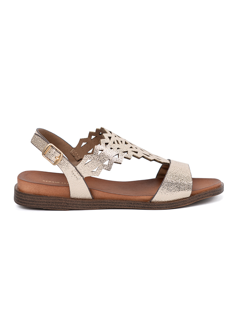 SERGIO LEONE Golden sandals with openwork decorations