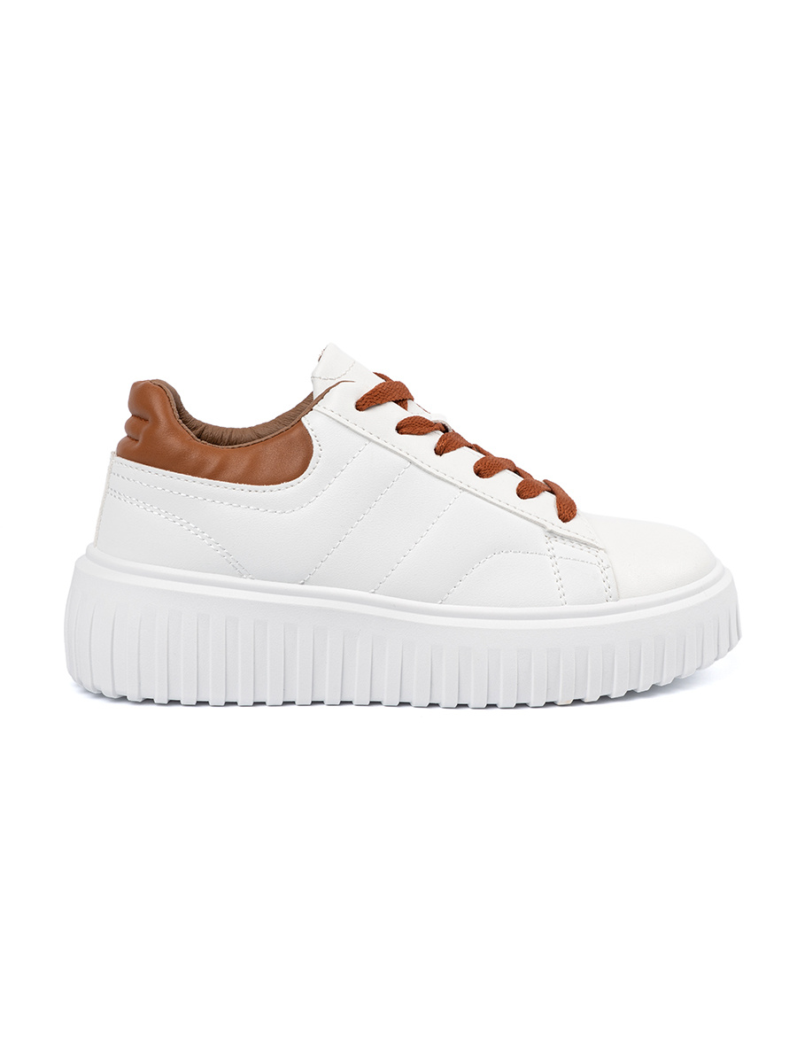 Shelvt White sneakers with brown inserts