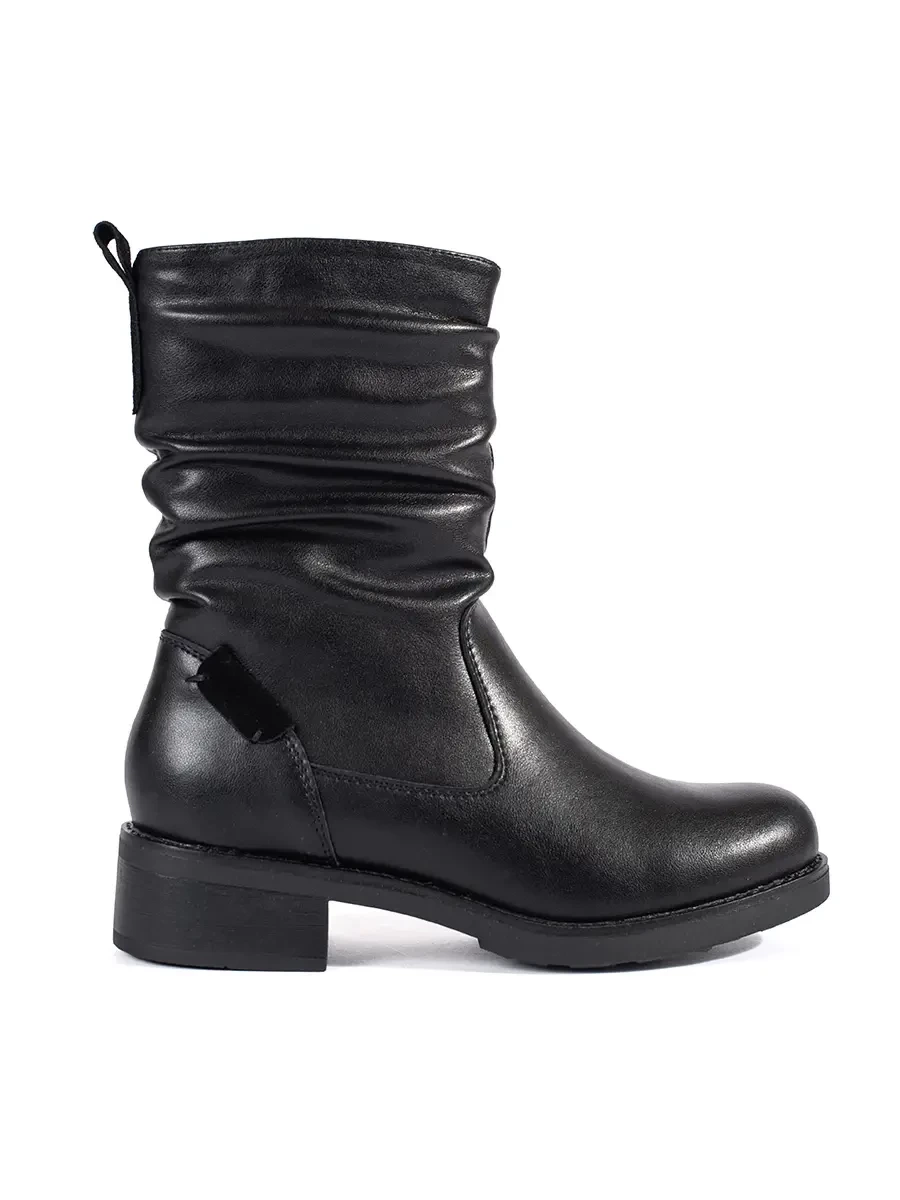 Womens black leather low-heeled ankle boots Sergio Leone