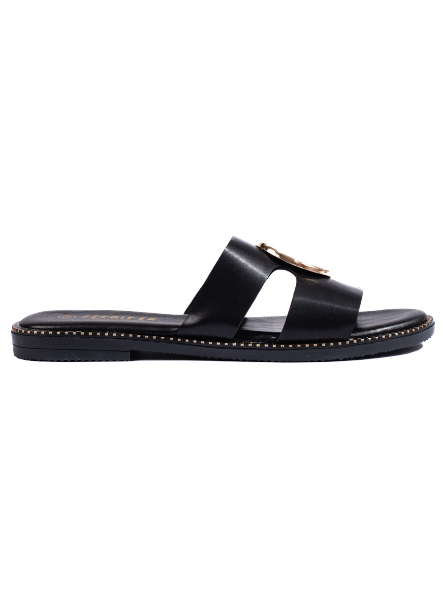 Shelvt Classic black womens flip-flops