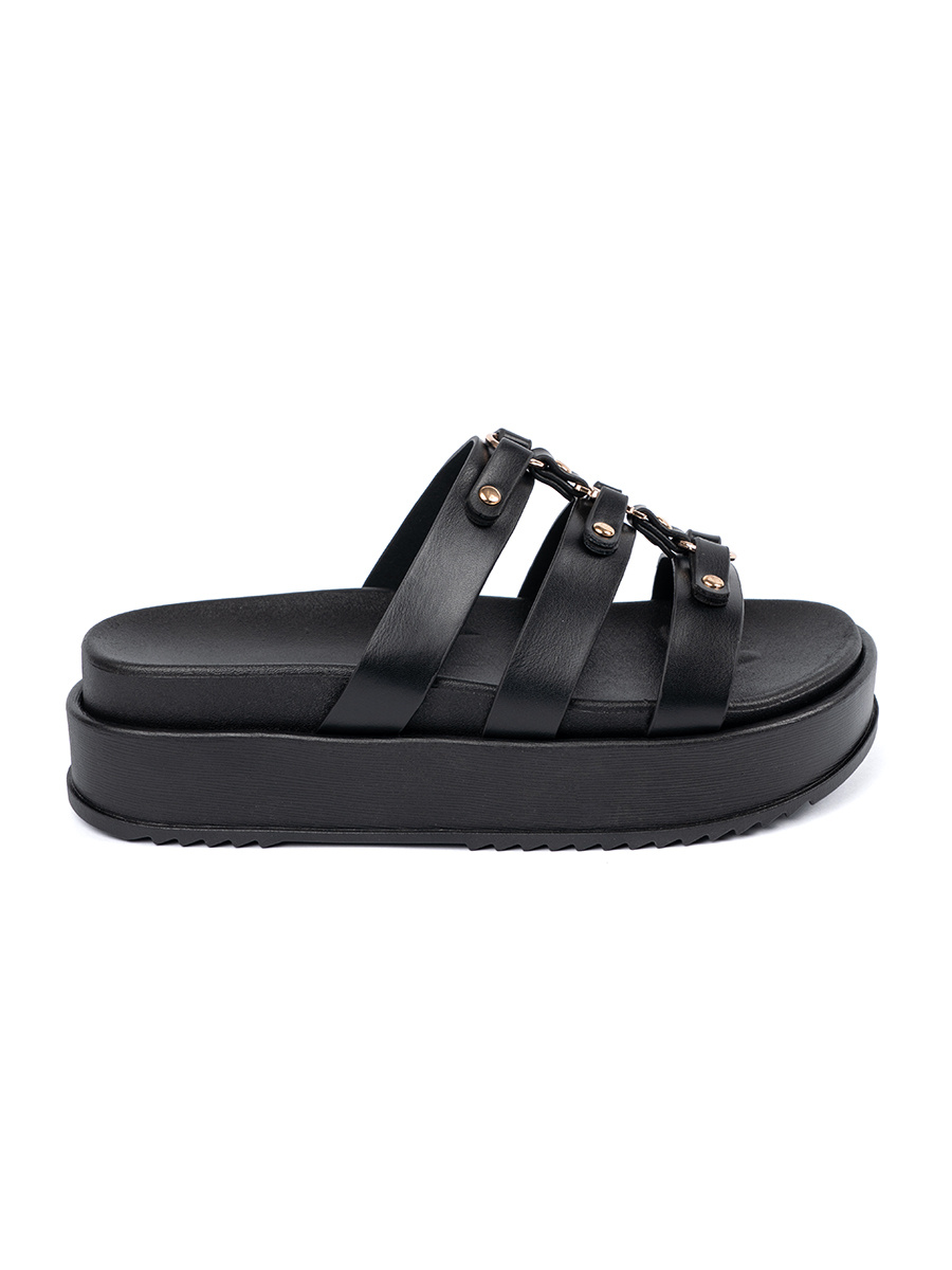 SEASTAR Womens platform flip-flops black