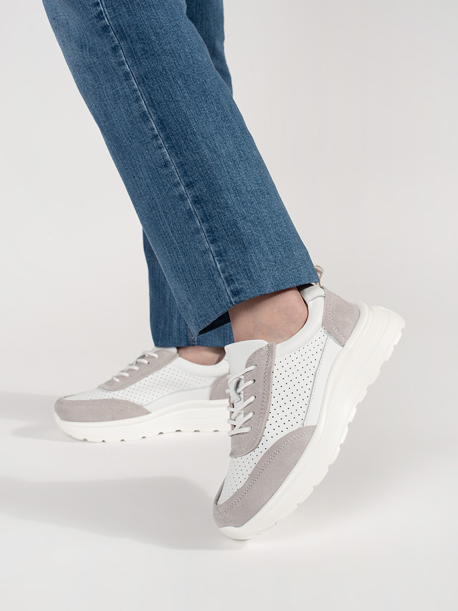 GOODIN Openwork leather sports shoes with a thick sole