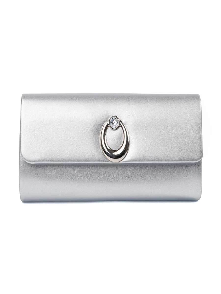 Shelvt Silver clutch bag with silver elements