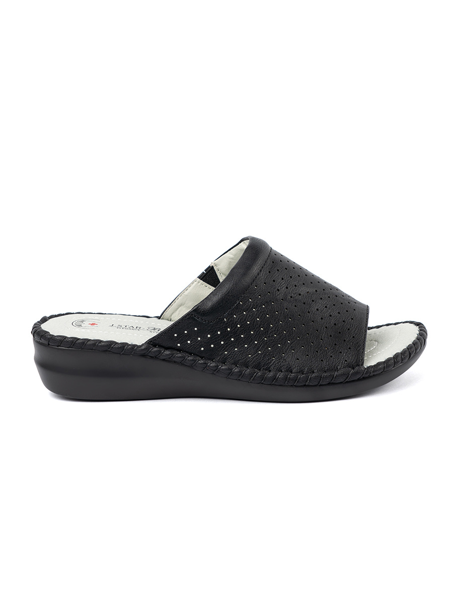 Shelvt Flip-flops with leather insert black