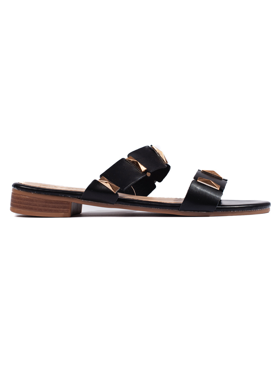 Shelvt Black womens flat sandals