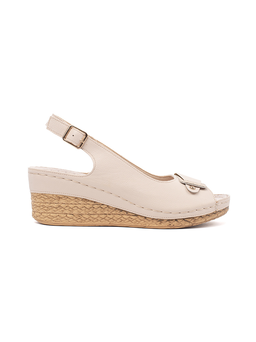 GOODIN Light beige low wedge sandals
