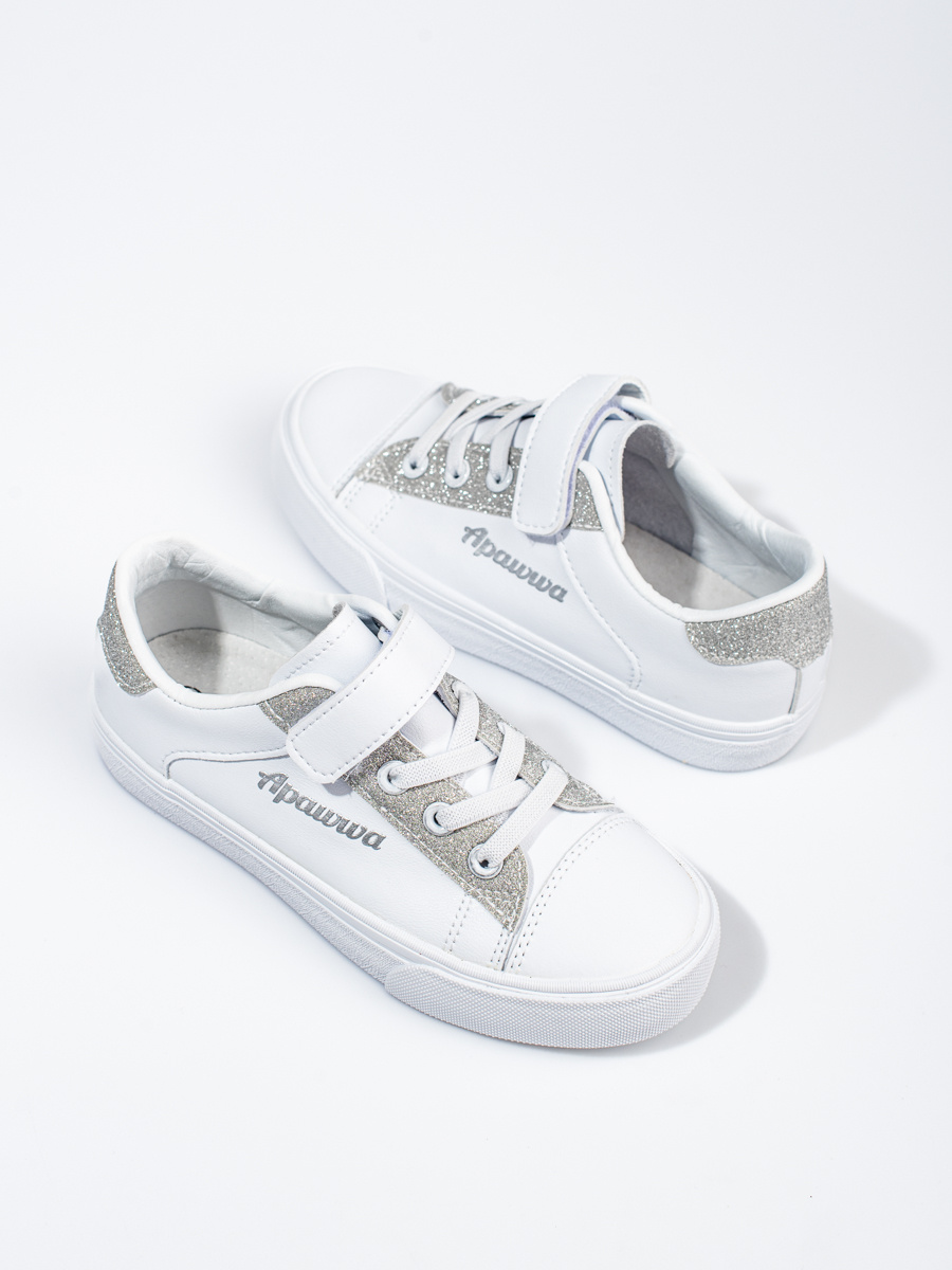 Baby sneakers Shelvt white with silver glitter