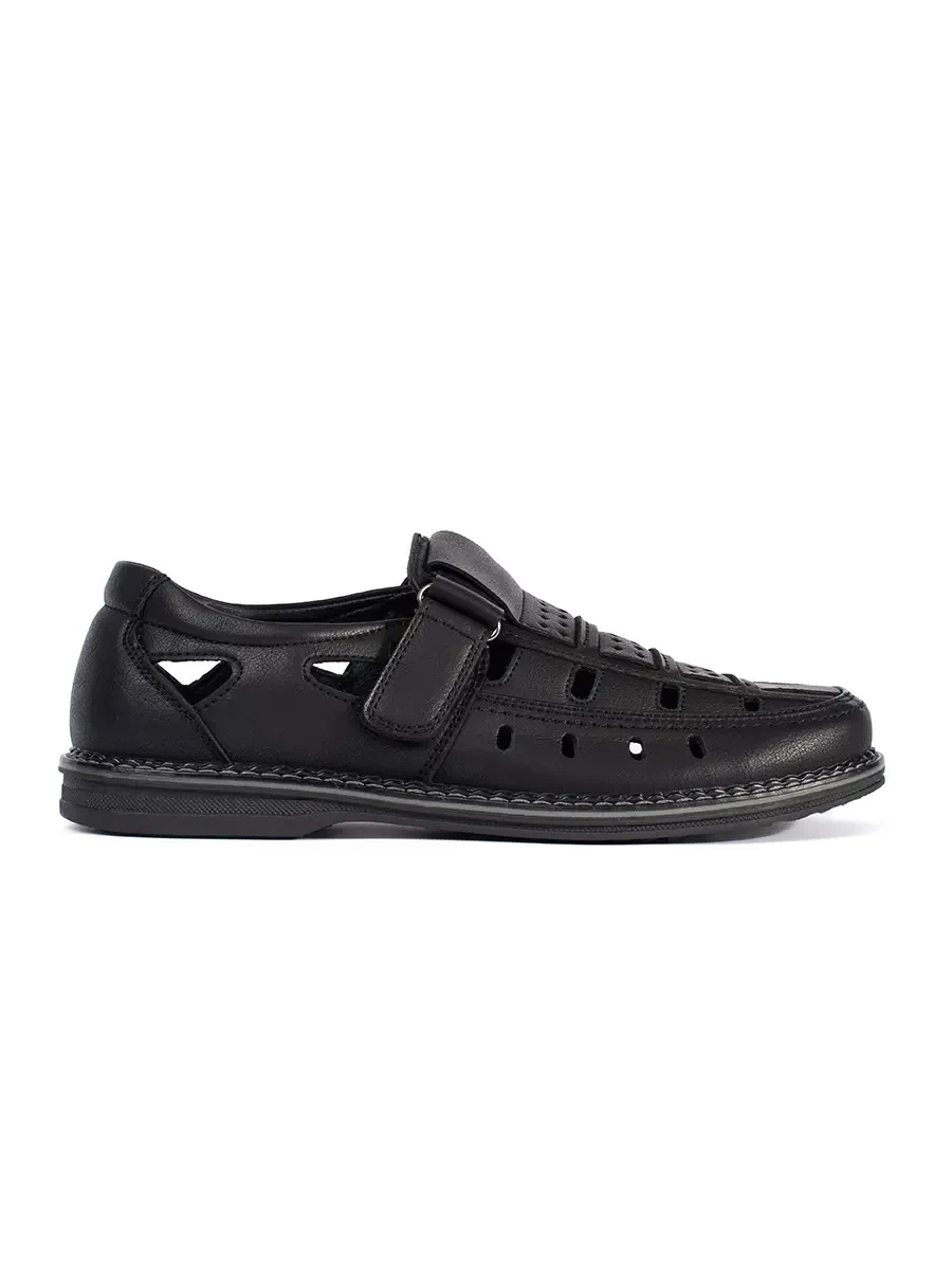 Shelvt Men's openwork shoes black