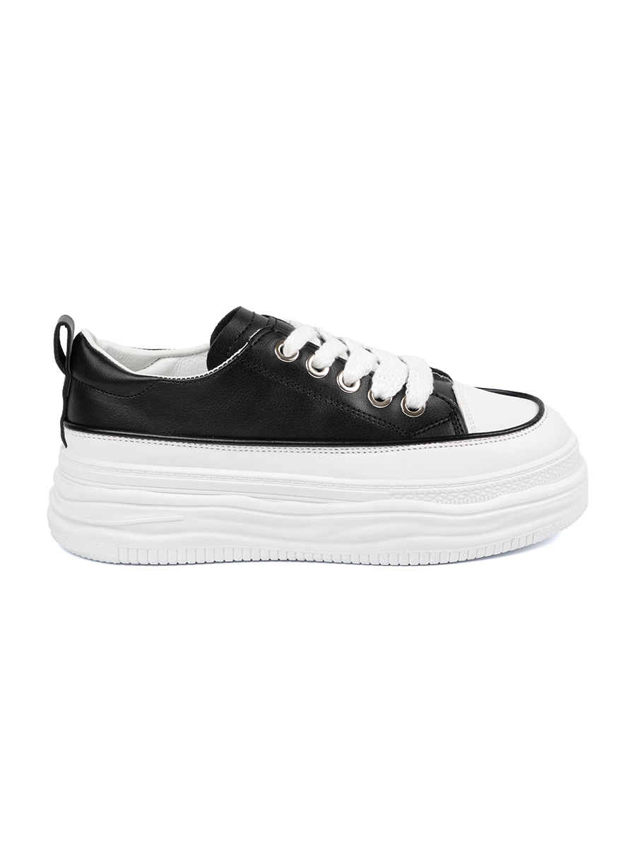 Shelvt Black and white platform sneakers