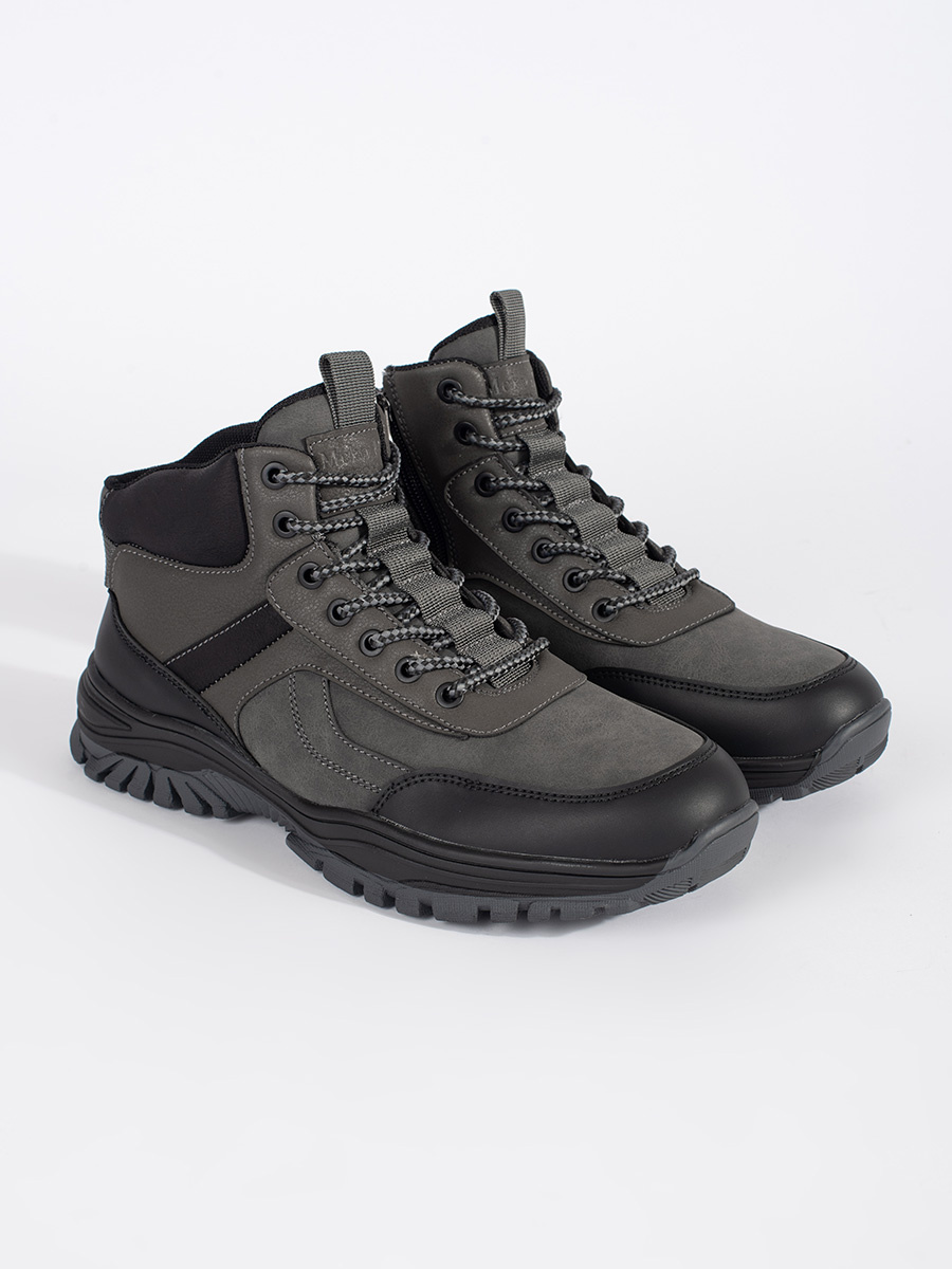 Shelvt Mens Grey Winter Hiking Boots