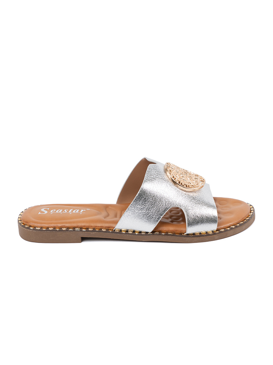 SEASTAR Silver flip-flops with gold decoration