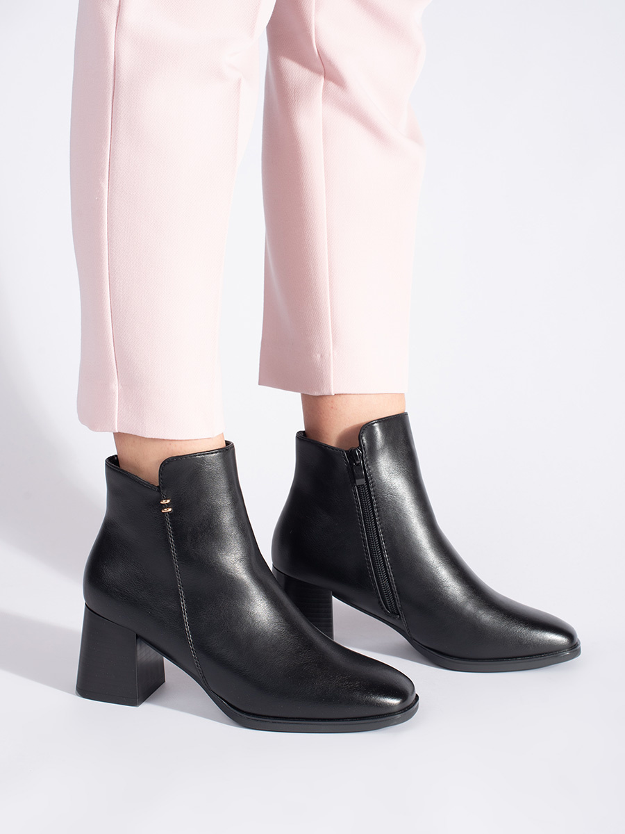 Shelvt Black womens heeled boots