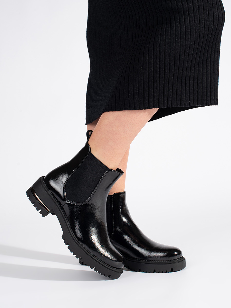 Lacquered womens platform ankle boots by Sergio Leone