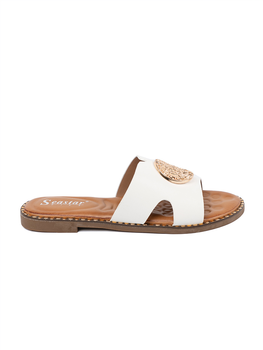 SEASTAR White flip-flops with gold decoration