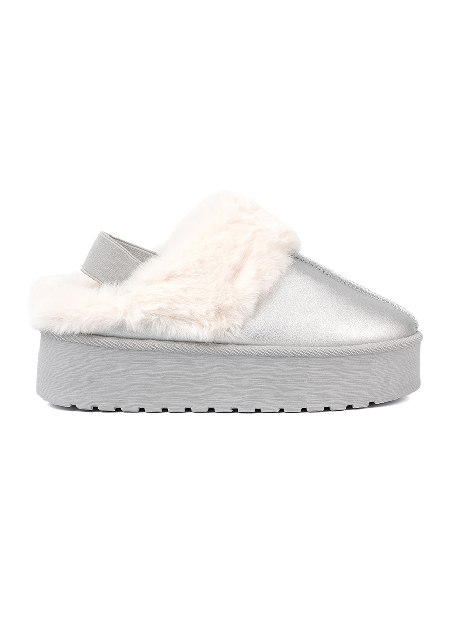Shelvt Silver snow boots with fur and platform