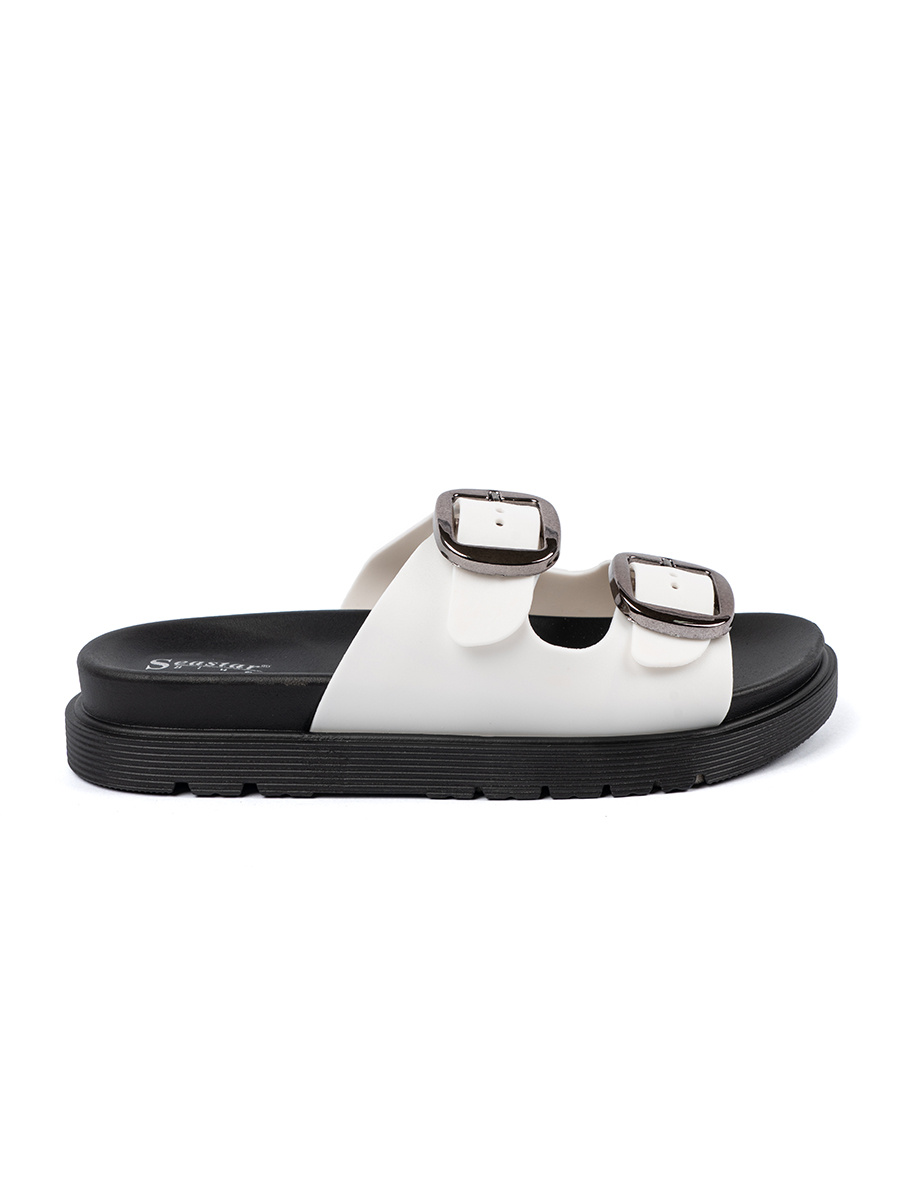 SEASTAR White flip-flops with silver buckles