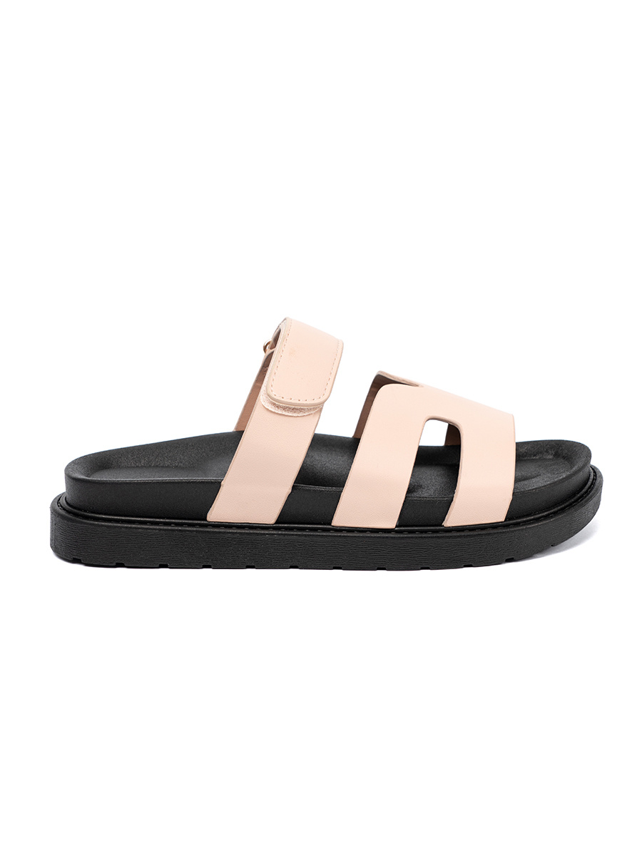 Shelvt Beige flip-flops with Velcro strap