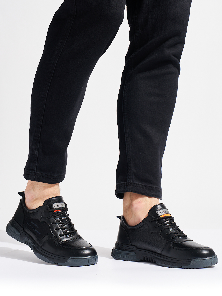 Shelvt Mens Black Sports Shoes