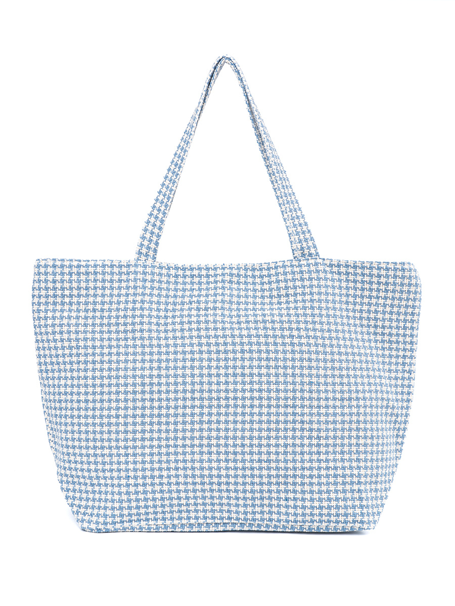 Shelvt Blue and white checkered beach bag