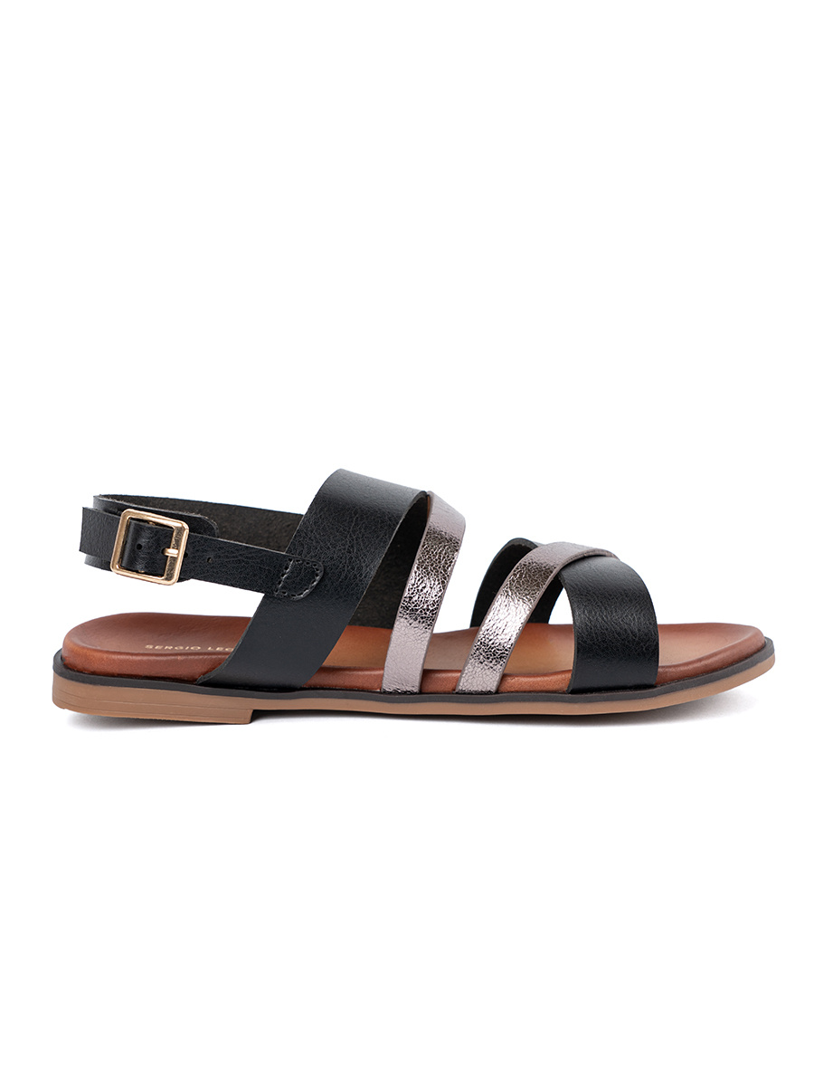 Sergio Leones black sandals with silver straps