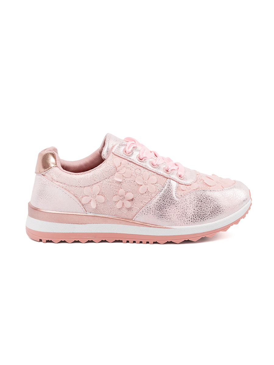 Shelvt Pink sneakers with a floral motif