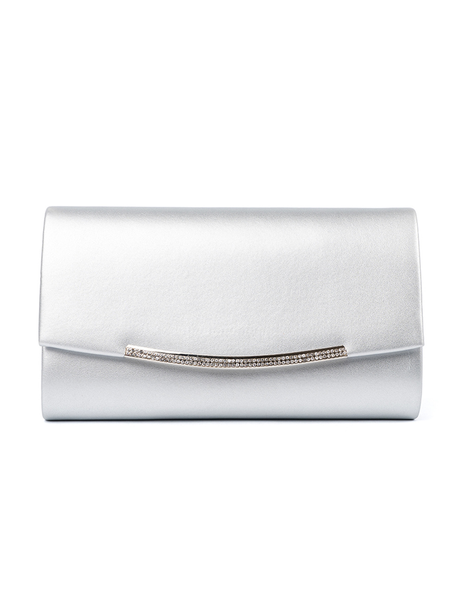 Shelvt Silver clutch bag with chain