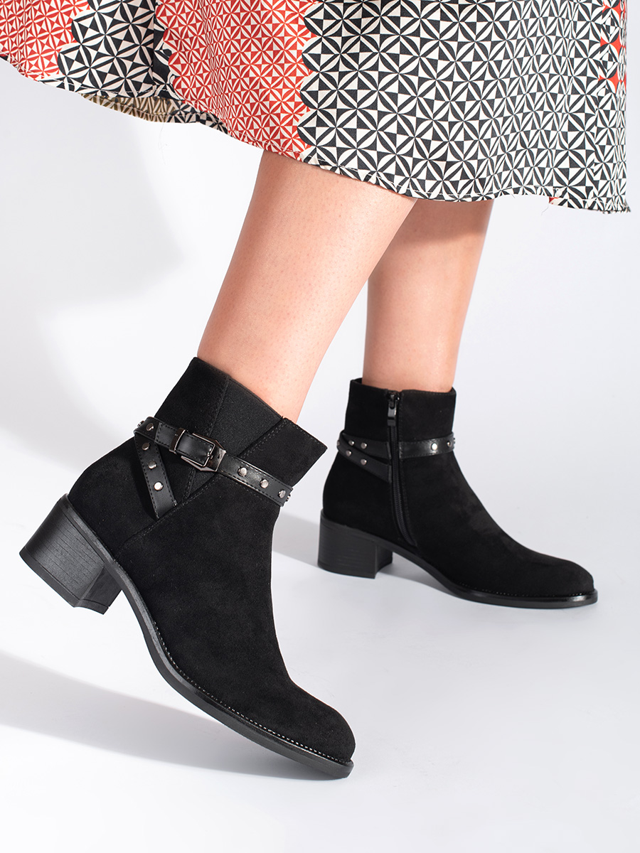Suede black low-heeled ankle boots by Sergio Leone