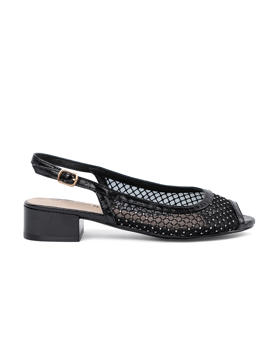 GOODIN Black sandals with mesh detail