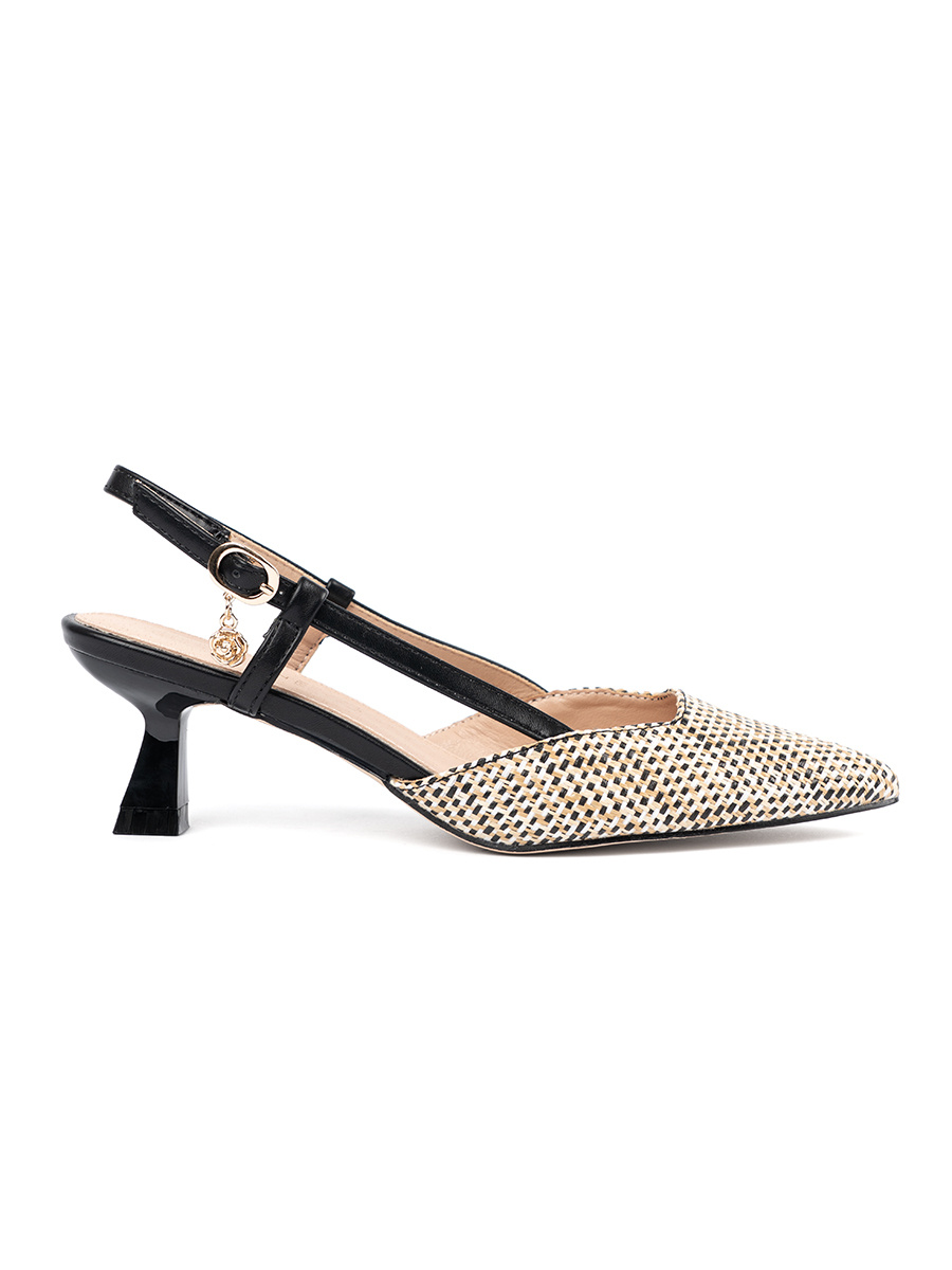 GOODIN Black braided pumps with low heels